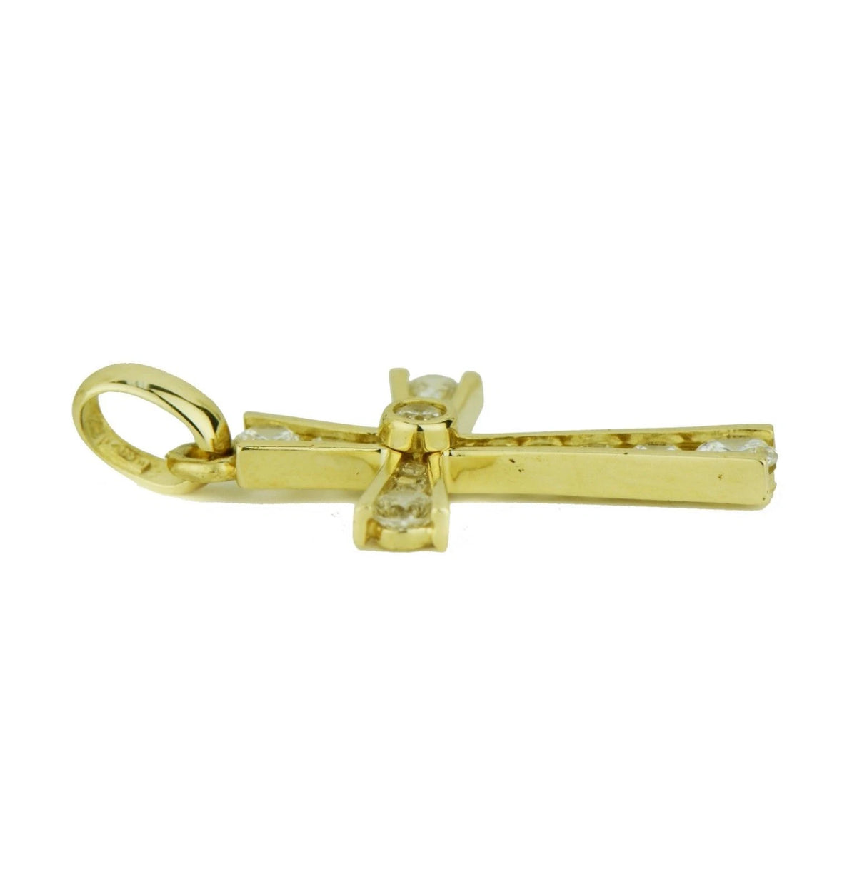 14k Yellow or White Gold Cz Cross Pendant for Women