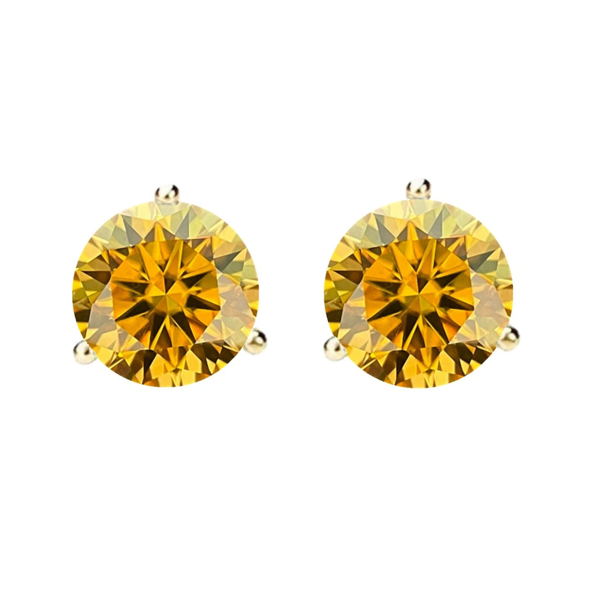 14KGold GRACertifiedD-VVS1 Yellow Moissanite Martini PushBack Stud Earrings