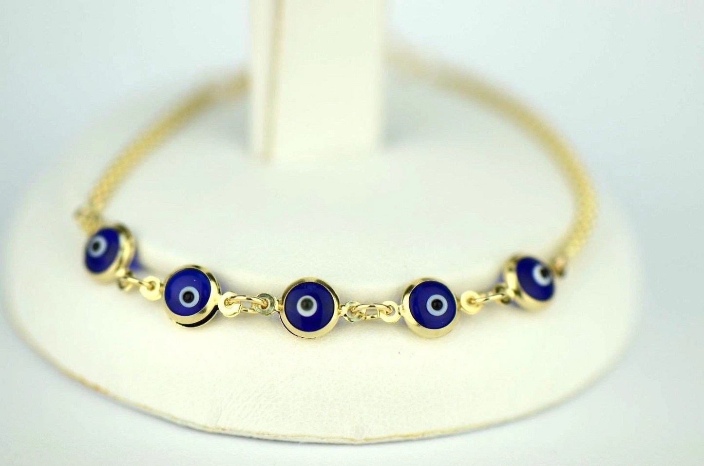 14k Yellow Gold White Gold Evil Eye Bracelet