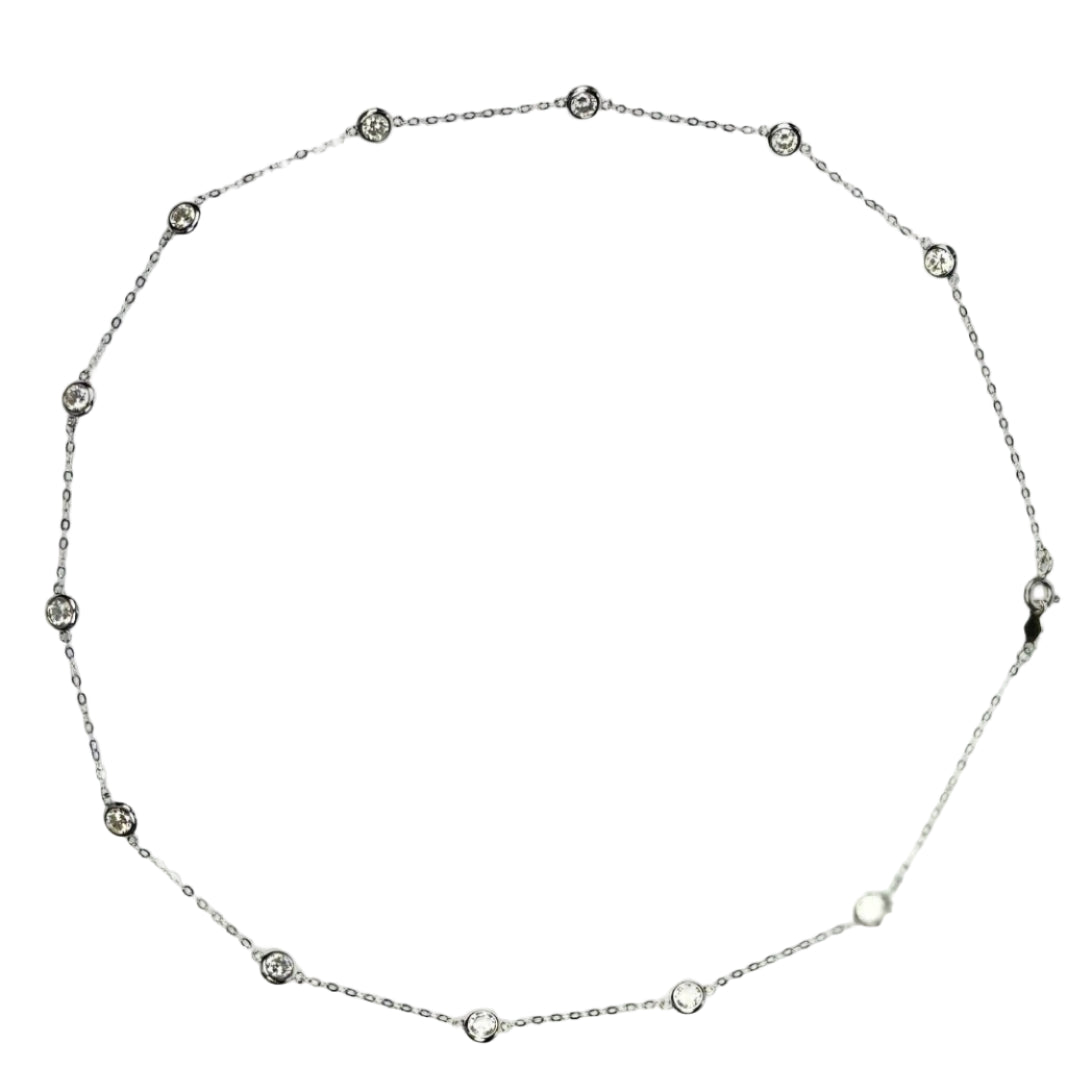 14K WhiteGold Beautiful GRA Certified Round Clear Moissanite Necklaces for Women