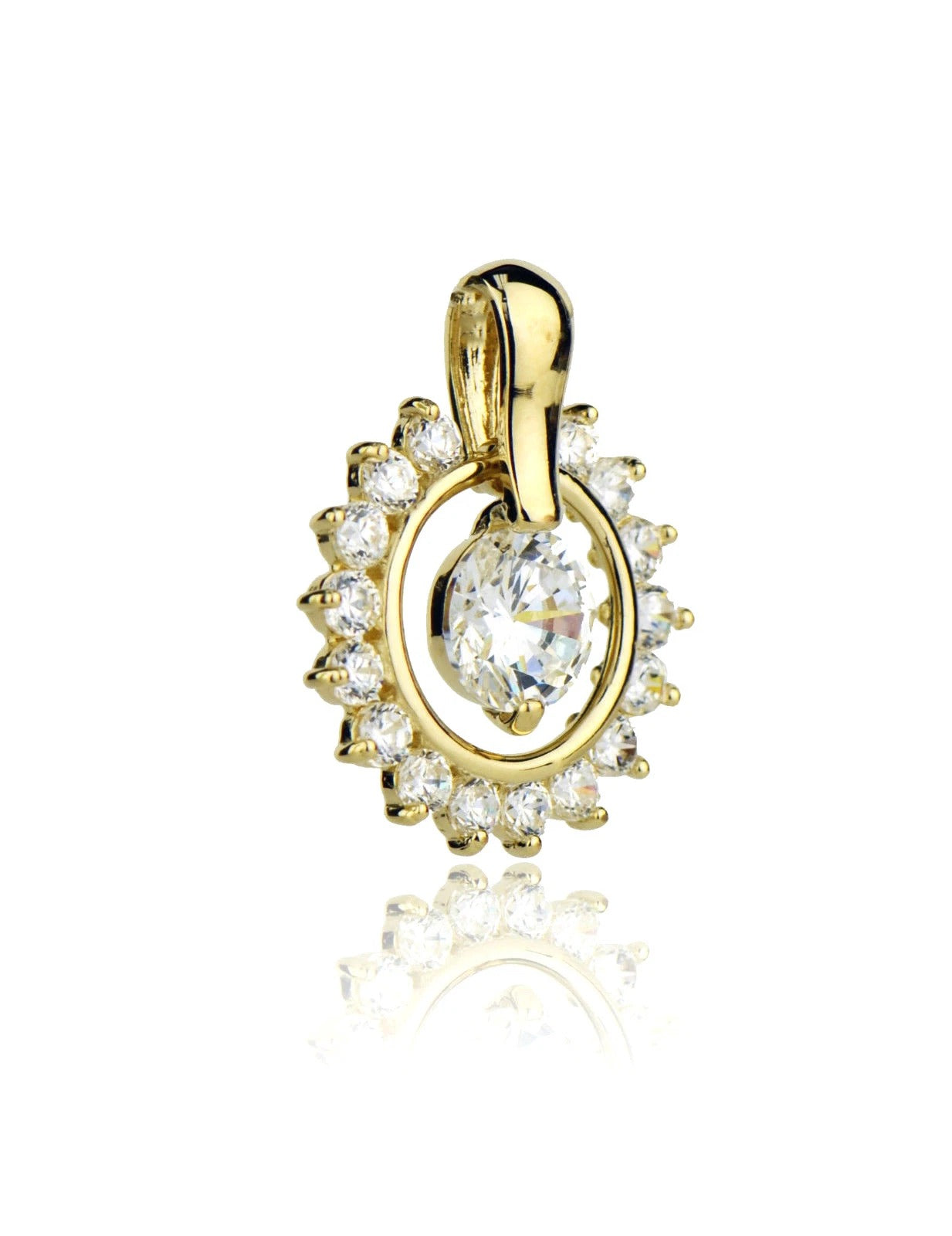 14k Yellow or White Gold Cz Round Pendant