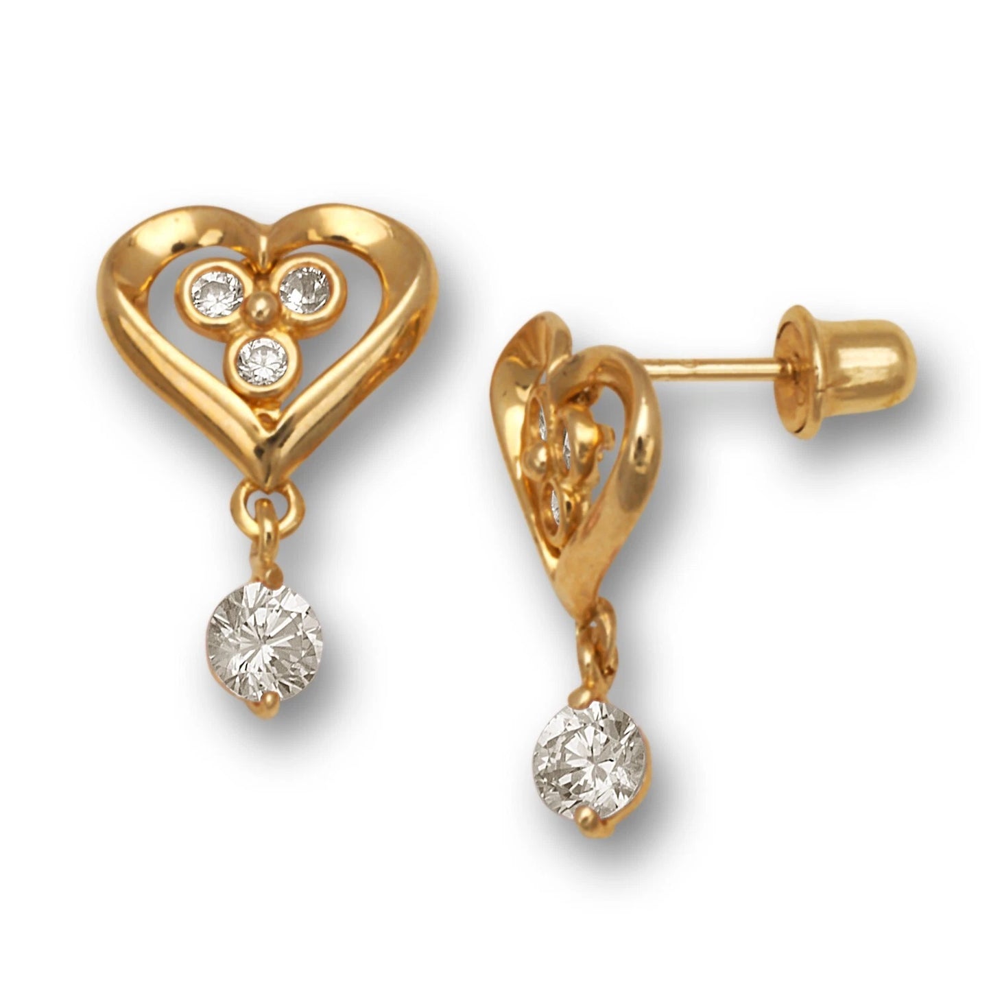 14K Yellow & White Gold Heart Shape Fashion Earrings for Women