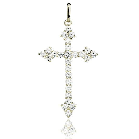 14k Yellow or White Gold Cz Cross Pendant