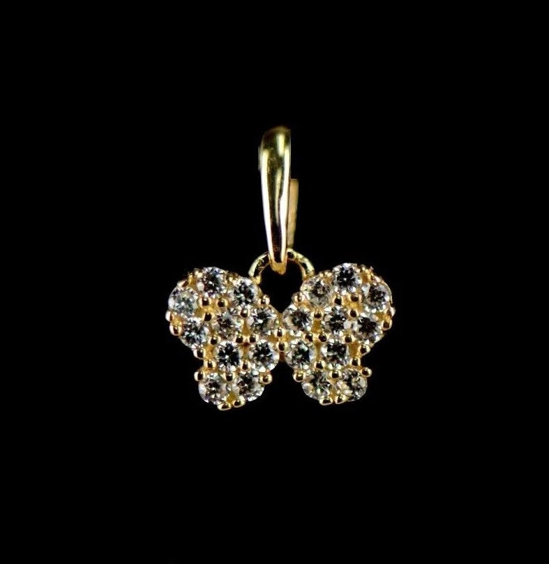 14K Yellow or White Gold Butterfly CZ Pendant