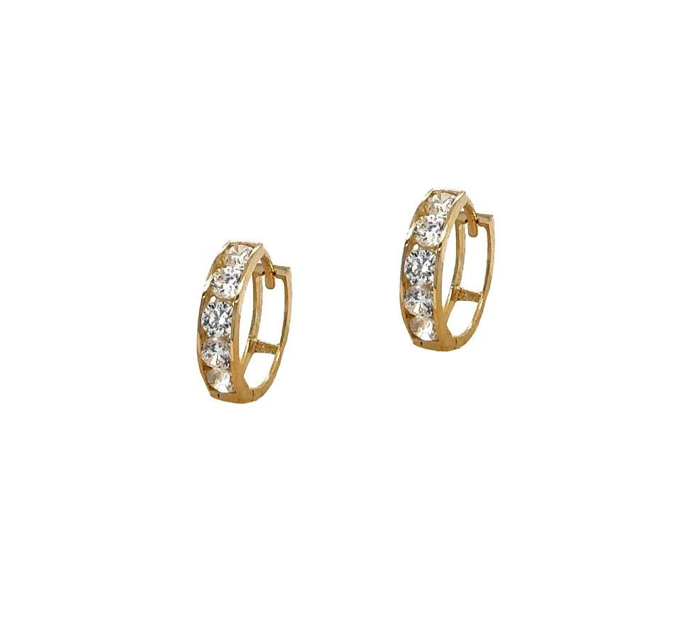 14K Yellow Gold Huggie Hoop Earrings