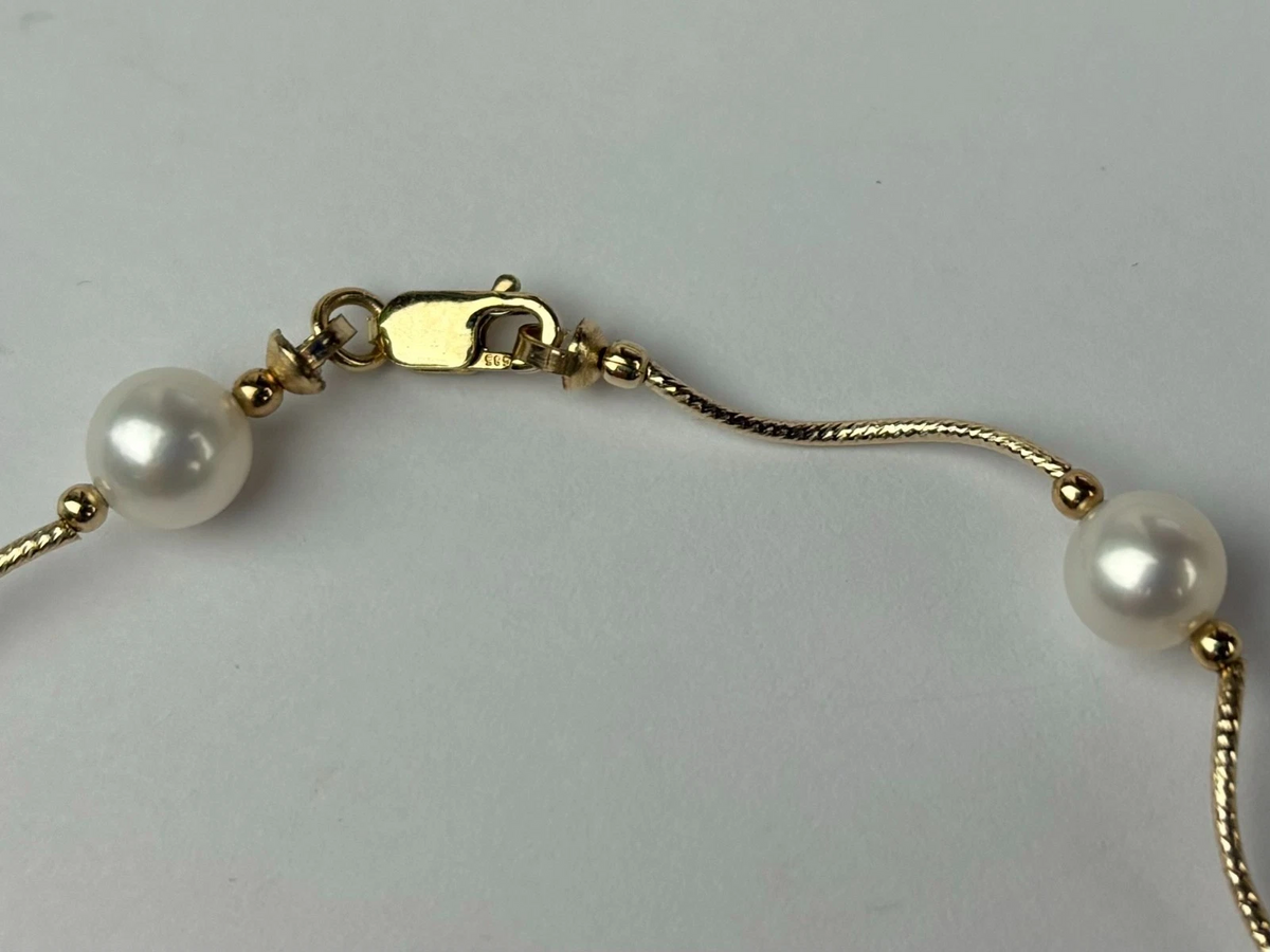 14K Yellow Gold Classic Freshwater Pearl Bracelets for Women