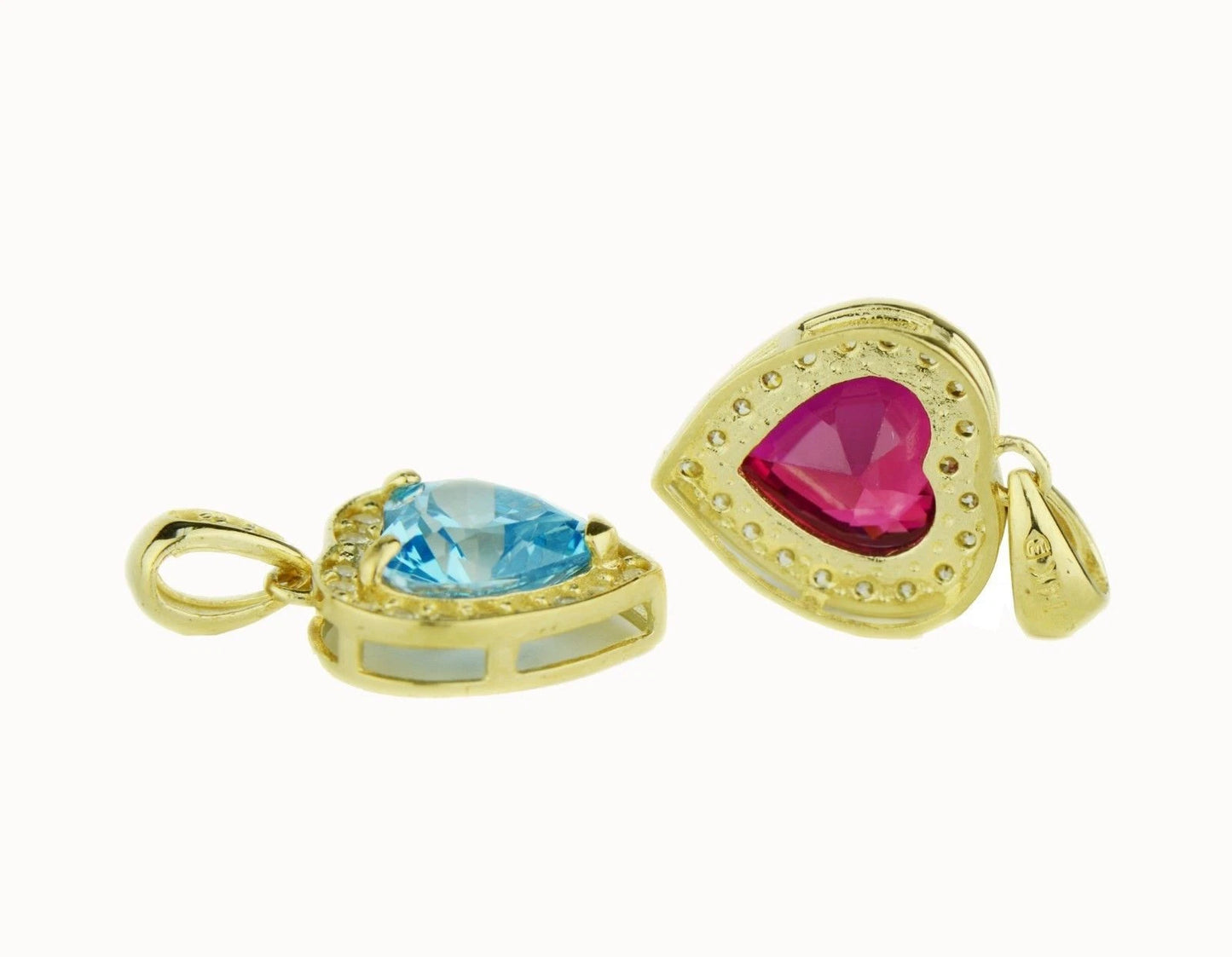 14k Yellow Gold CZ Halo Heart Pendant