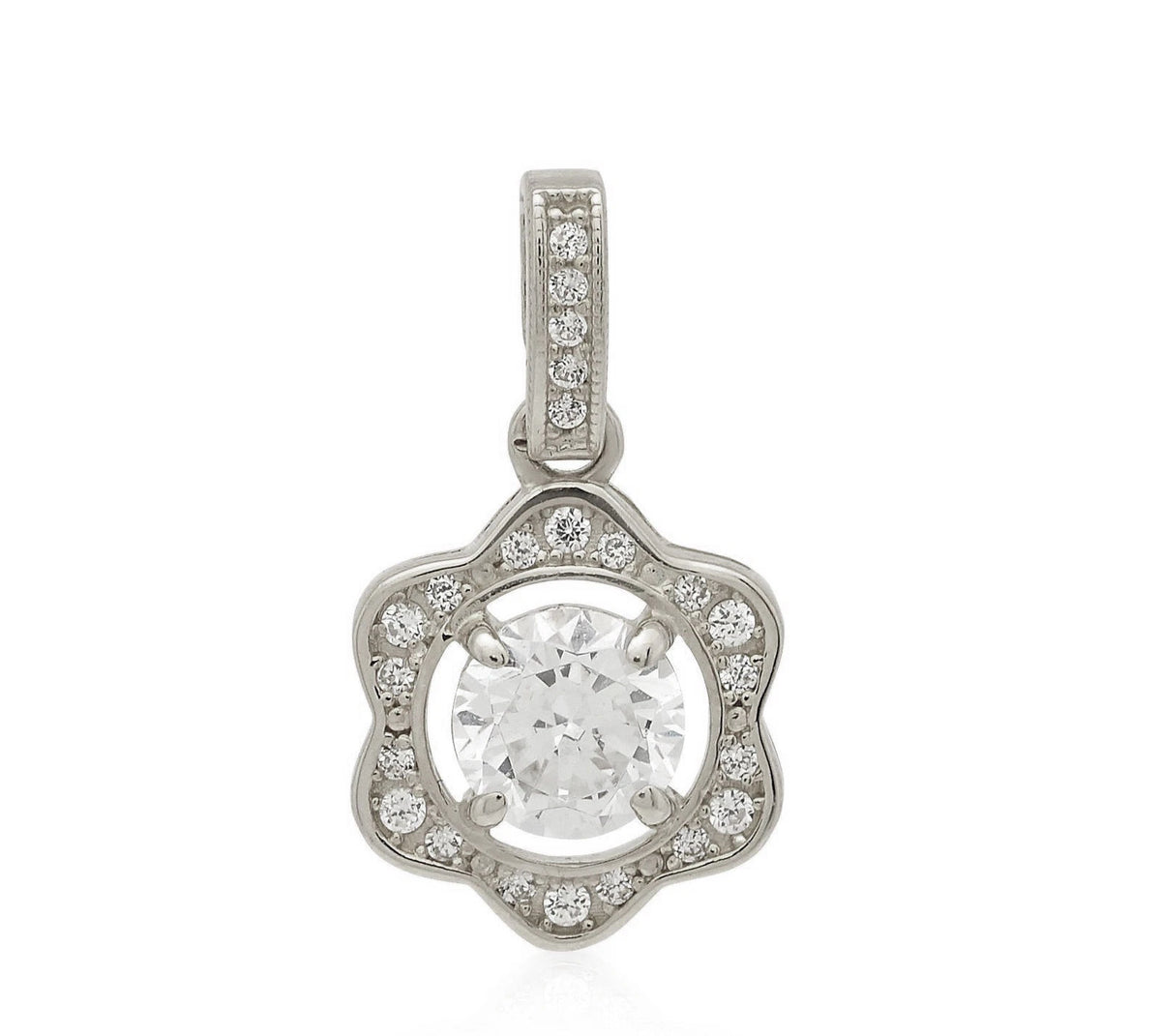 14k Yellow or White Gold Cz Flower Pendant