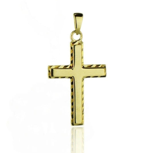 14k Yellow and White Gold Diamond Cut Cross Pendants
