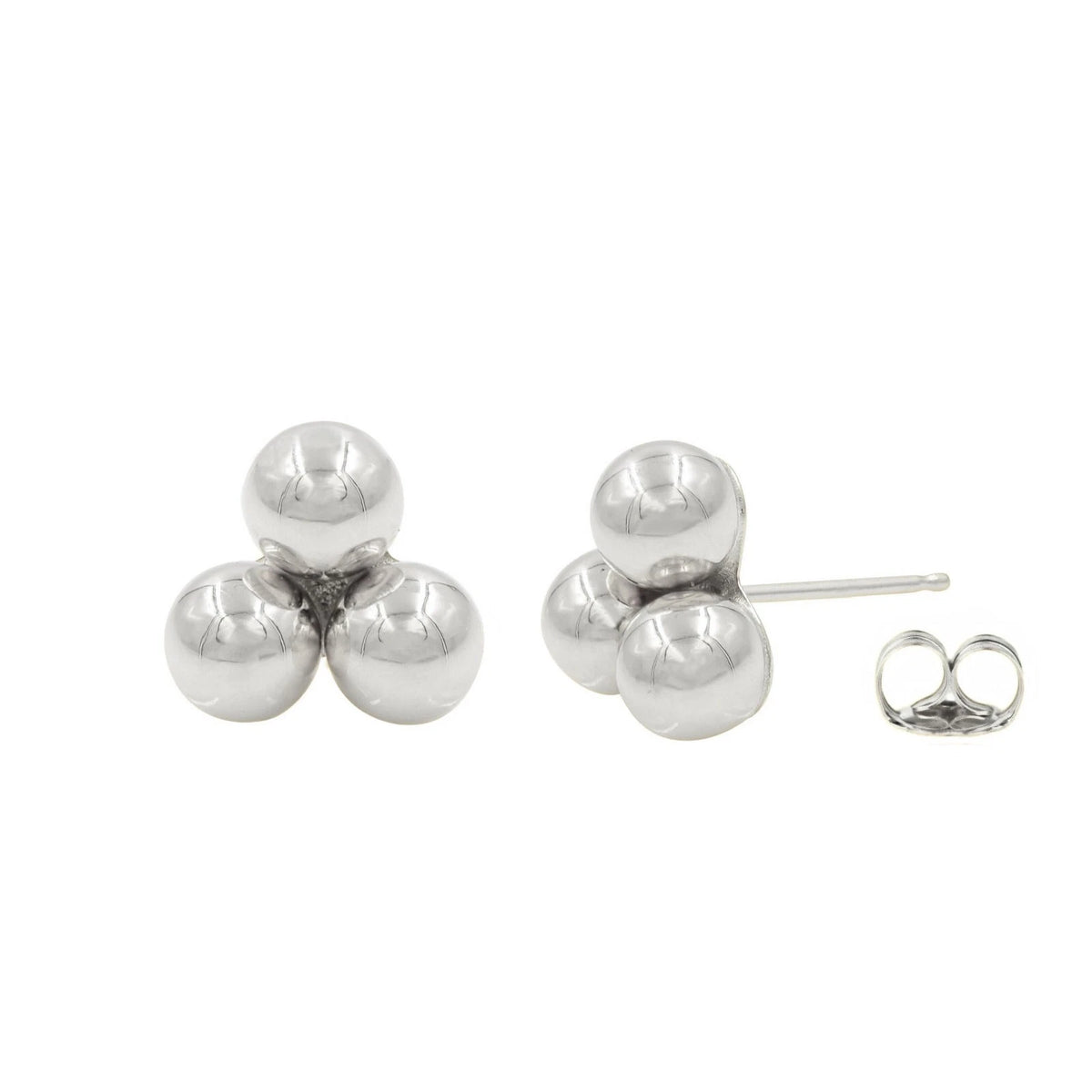14K Yellow Gold Triple Ball Push Back Earrings