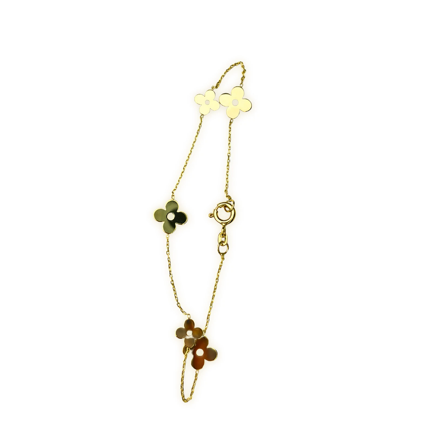 14k Yellow Gold Beautiful Clover Bracelets for Women