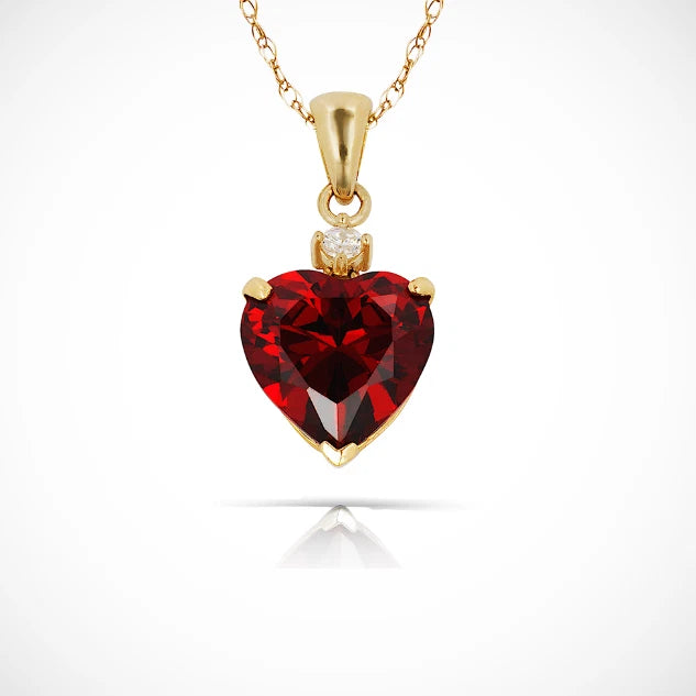 14K Yellow Gold Classic Heart Shaped Simulated CZ Pendant for Women