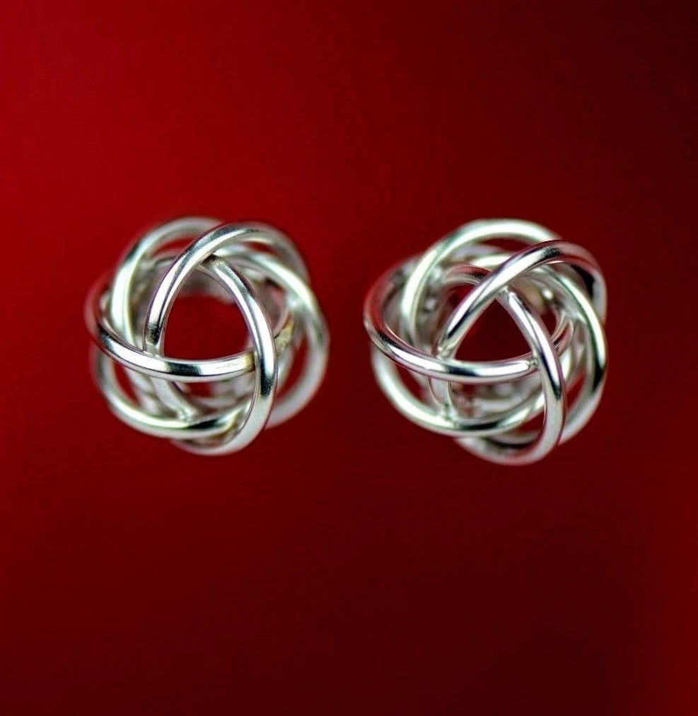 14K Yellow and White Gold Polished Love Knot Stud Earrings