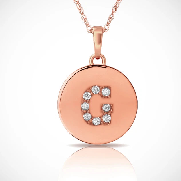 14k Yellow / White & Rose Gold Letter Initial CZ Pendant For Women