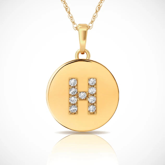 14k Yellow / White & Rose Gold Letter Initial CZ Pendant For Women