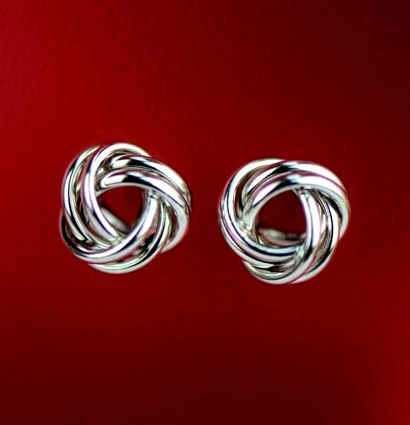14K Yellow and White Gold Polished Love Knot Stud Earrings