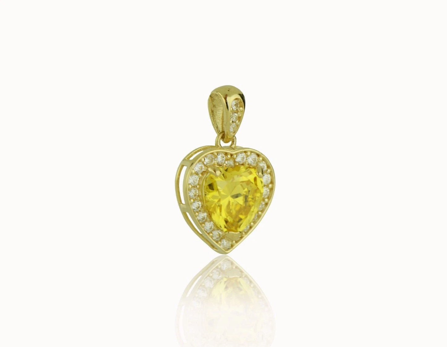 14k Yellow Gold CZ Halo Heart Pendant