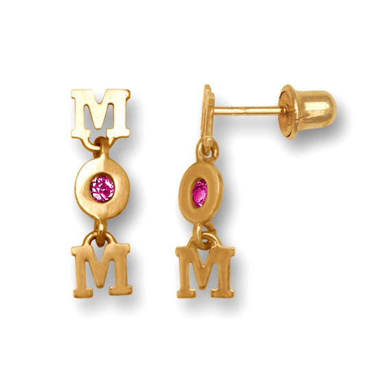14K Yellow Gold Mom Fashion Earrings for Women