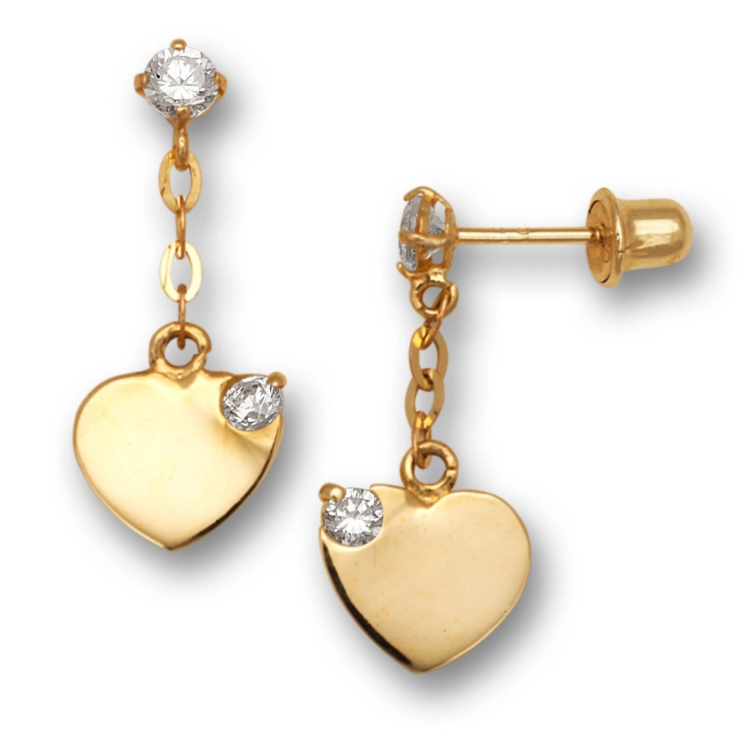 14K Yellow Gold Dangle Stud Screw Back Earrings for Women