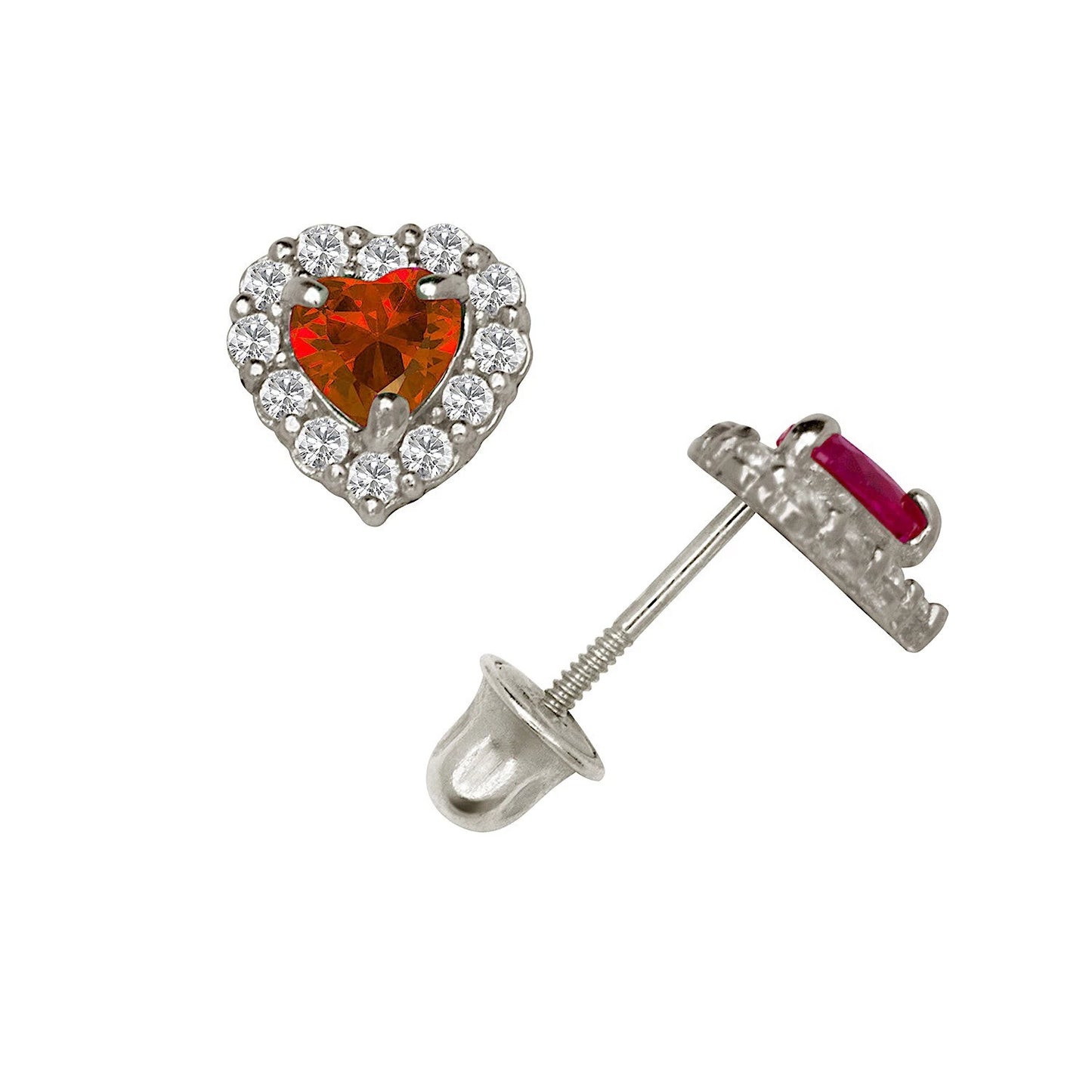 14K Yellow & White Gold Large Gorgeous CZ Heart Shaped Stud Earrings for Women