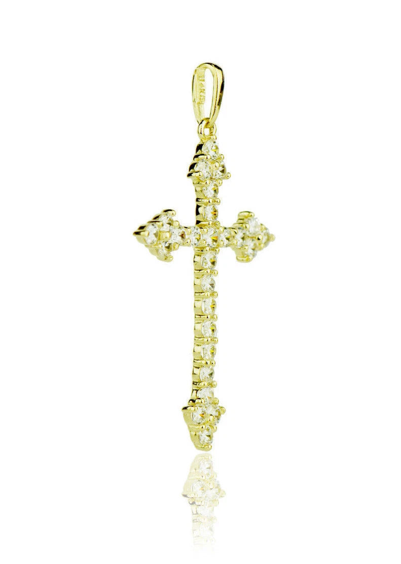 14k Yellow or White Gold Cz Cross Pendant