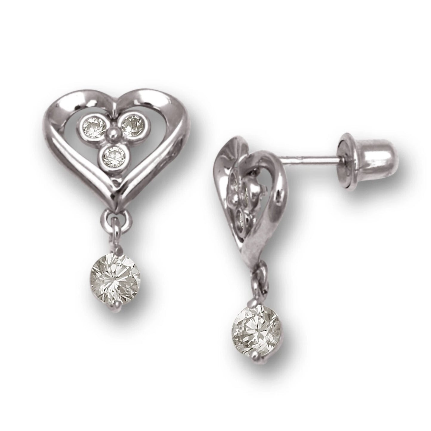 14K Yellow & White Gold Heart Shape Fashion Earrings for Women