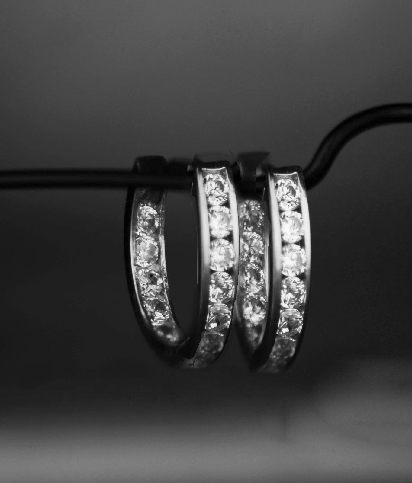 14k Yellow and White Gold Double Sided Huggie Oval Earrings