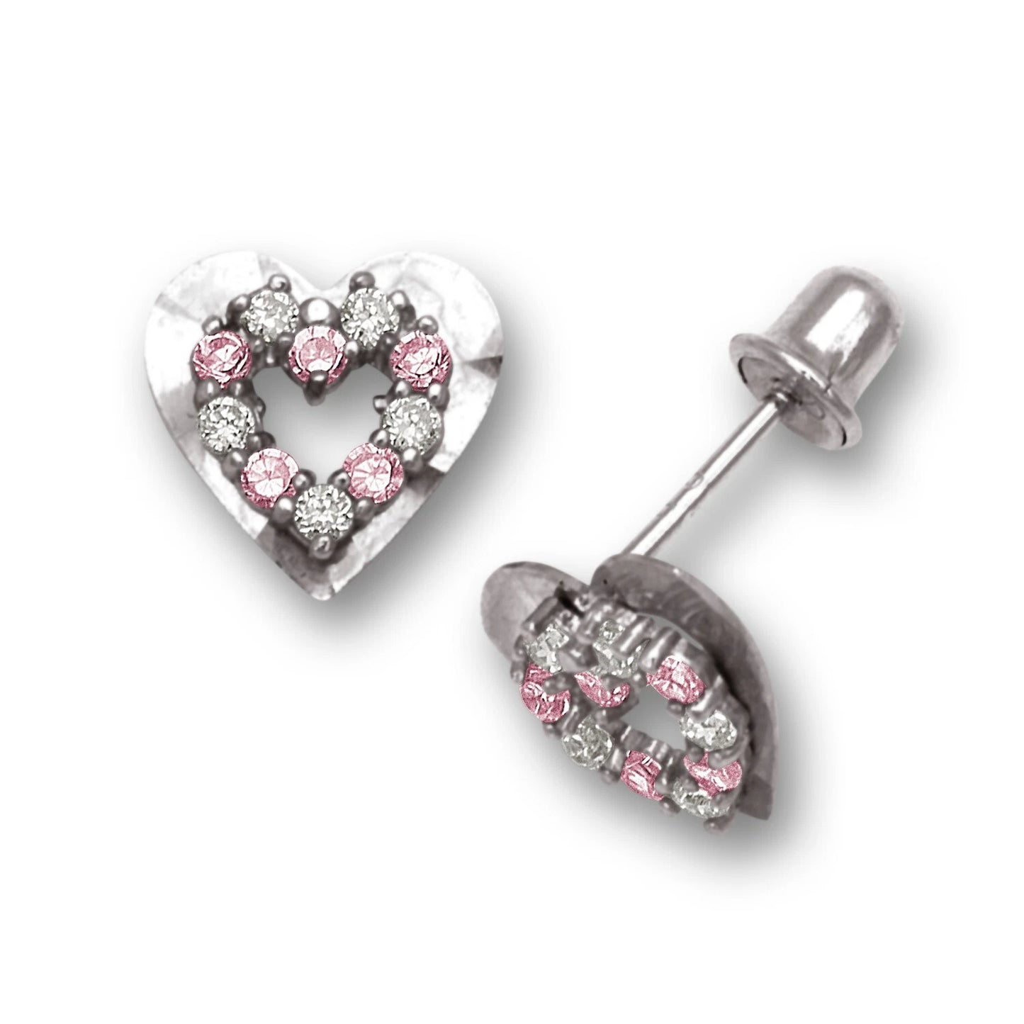 14K Yellow & White Gold Heart Shape Cubic Zirconia Earrings for Women