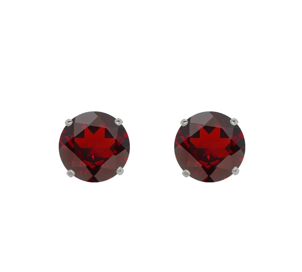 14K Solid White Gold 3mm Round Birthstone Stud Earrings with screw back