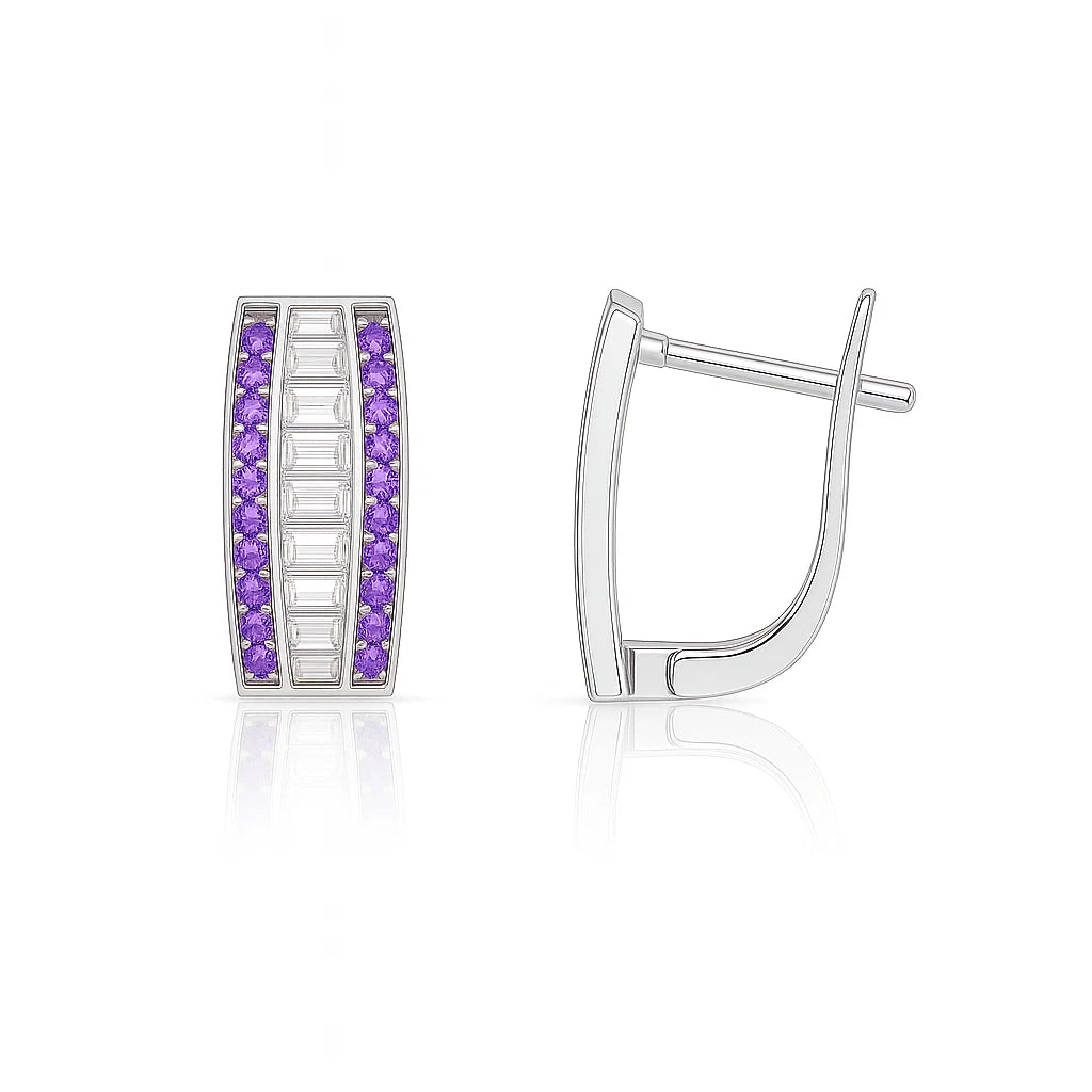 14k White Gold CZ Beautiful Leverback Earrings for Women