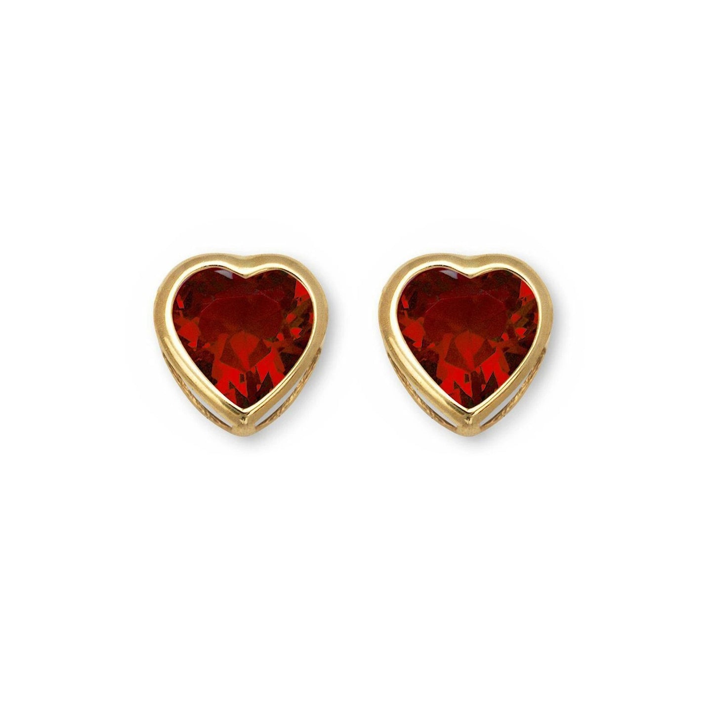 14K Solid Yellow Gold Heart Stud Earrings Birthstone 6mm x 6mm