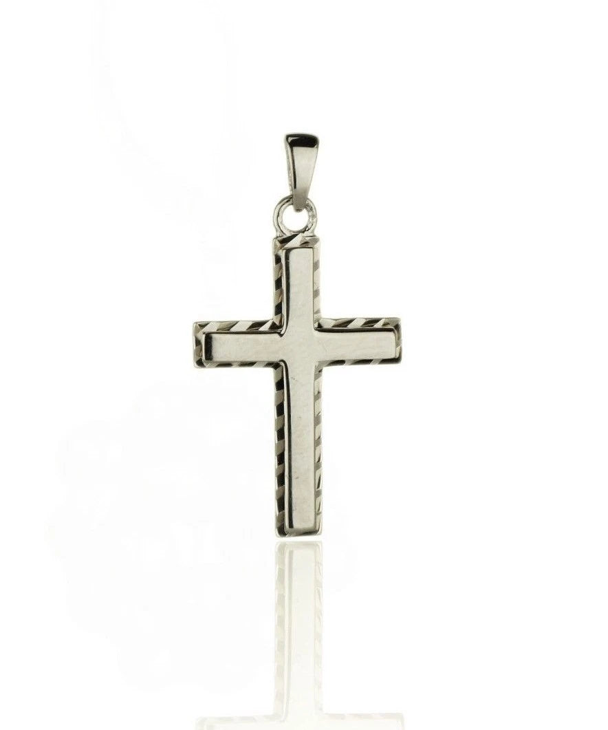 14k Yellow and White Gold Diamond Cut Cross Pendants