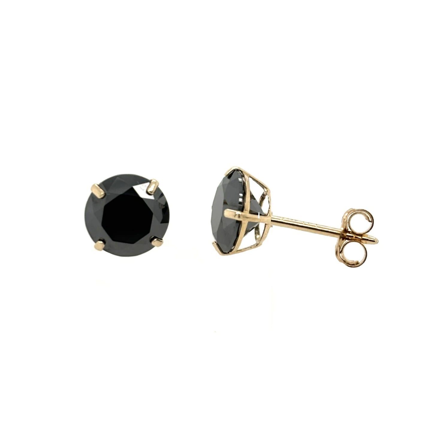 14K Gold GRA Certified D-VVS1 Lab-Created Black Moissanite Push Back Studs Earrings
