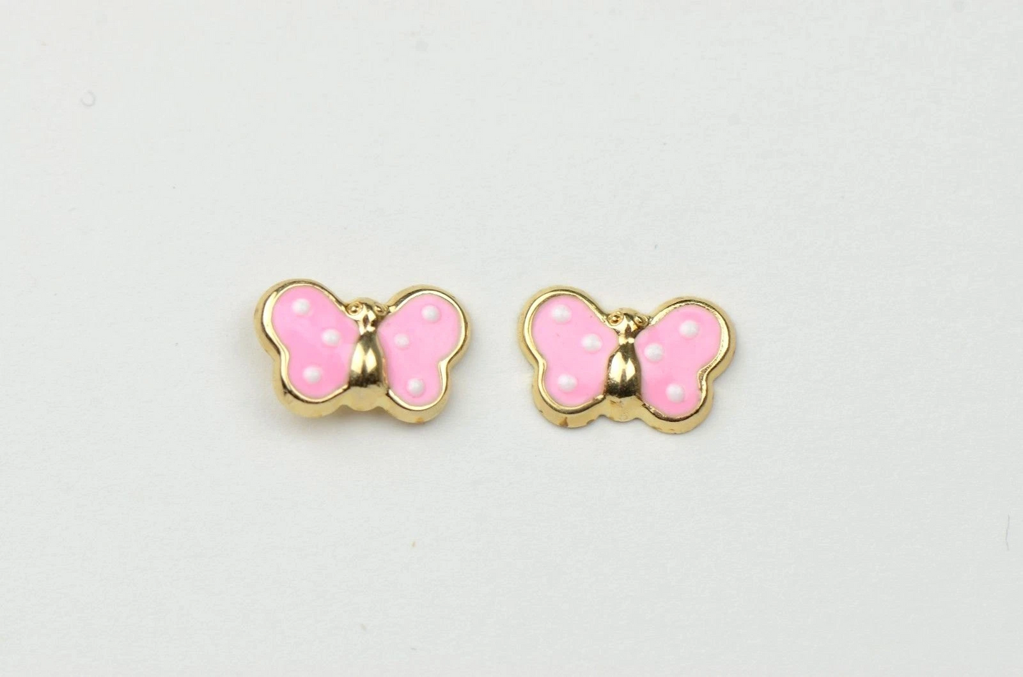14k Yellow Gold Butterfly Enamel Baby earrings with Screw Back