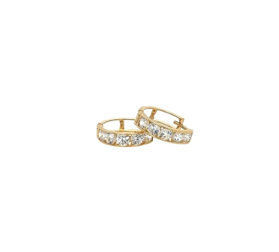 14K Yellow Gold Huggie Hoop Earrings