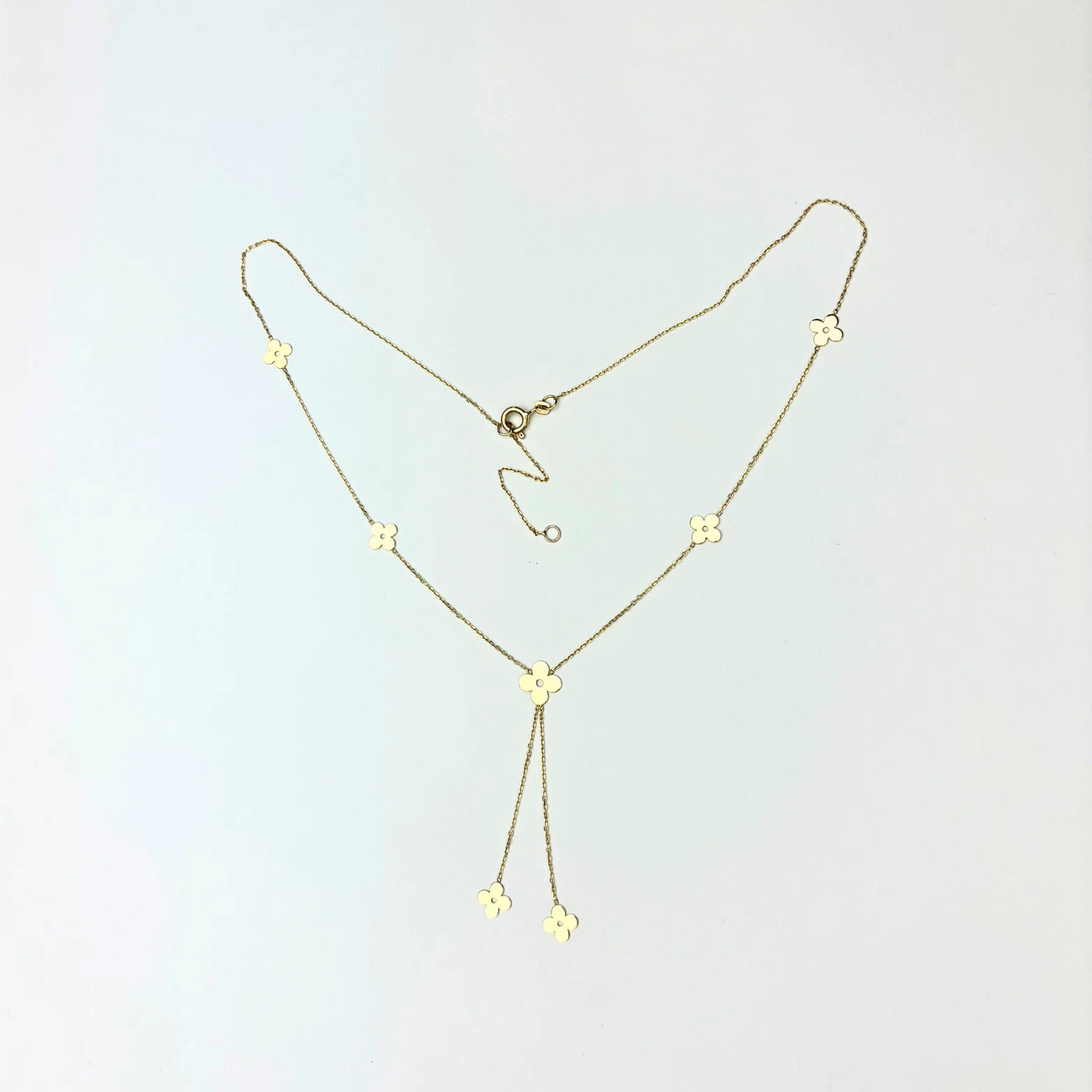 14k Yellow Gold Necklace Beautiful Clover for Women