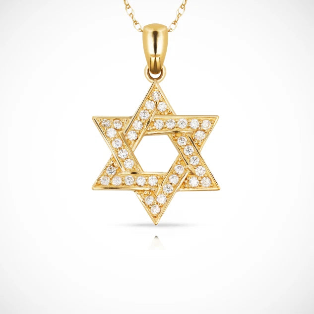 14K Yellow & White Gold Large Star CZ Pendant For Women