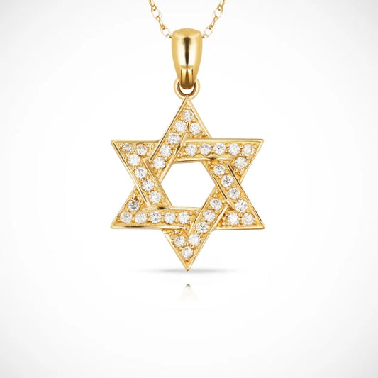 14K Yellow & White Gold Large Star CZ Pendant For Women