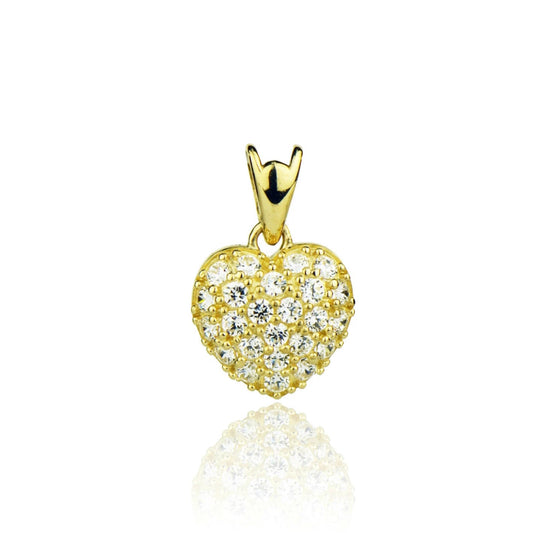 14k Yellow or White Gold Cz Heart Pendant