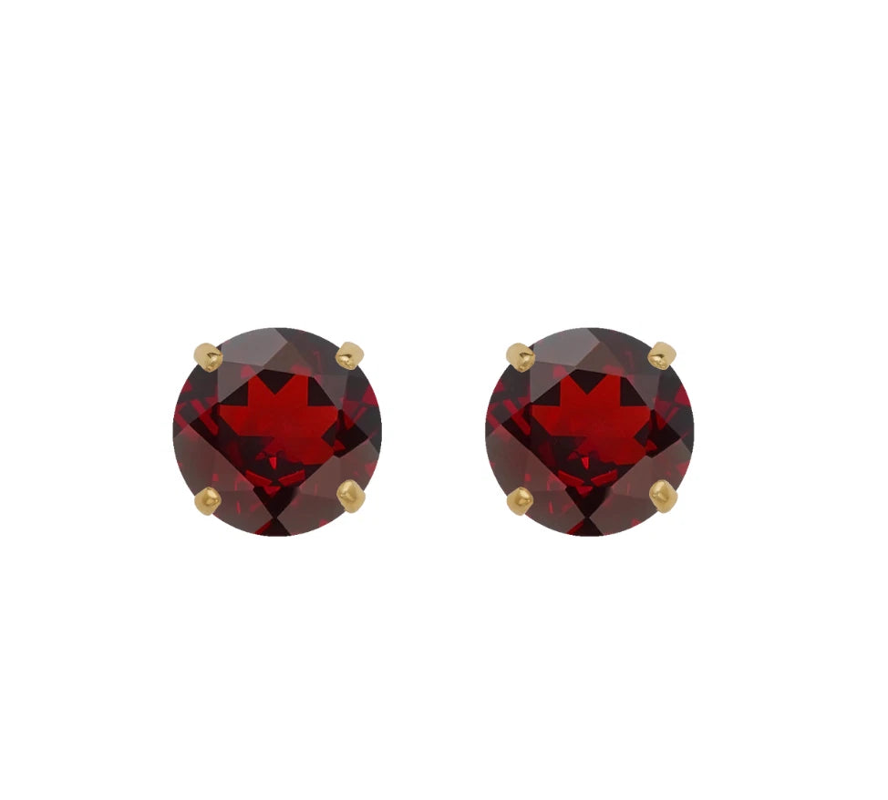 14K Yellow Gold Beautiful 5mm Round Birthstone Stud Push Back Earrings for Women