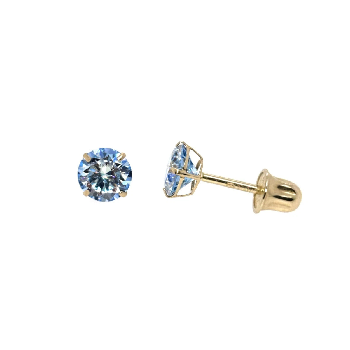 14K Gold GRA Certified D-VVS1 Ocean Moissanite Screw Back Studs Earrings