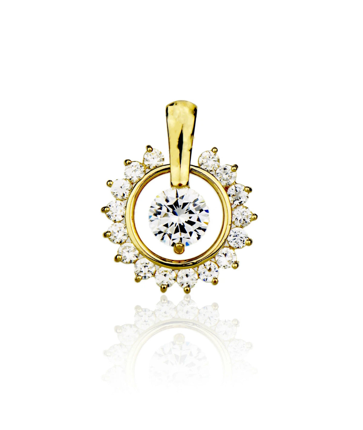 14k Yellow or White Gold Cz Round Pendant