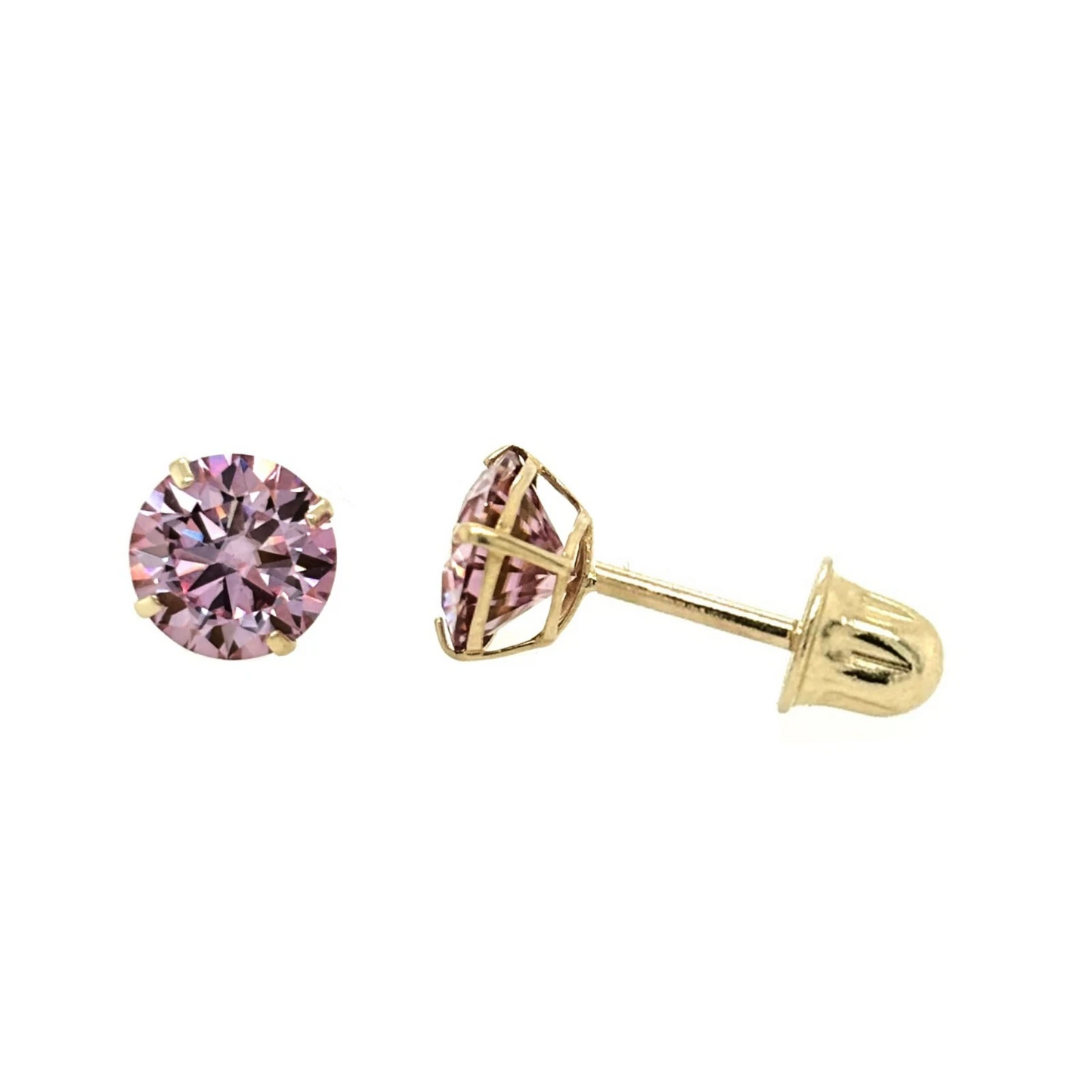 Gold 14K GRA Certified D-VVS1 Round Moissanite Screw Back Studs Earrings