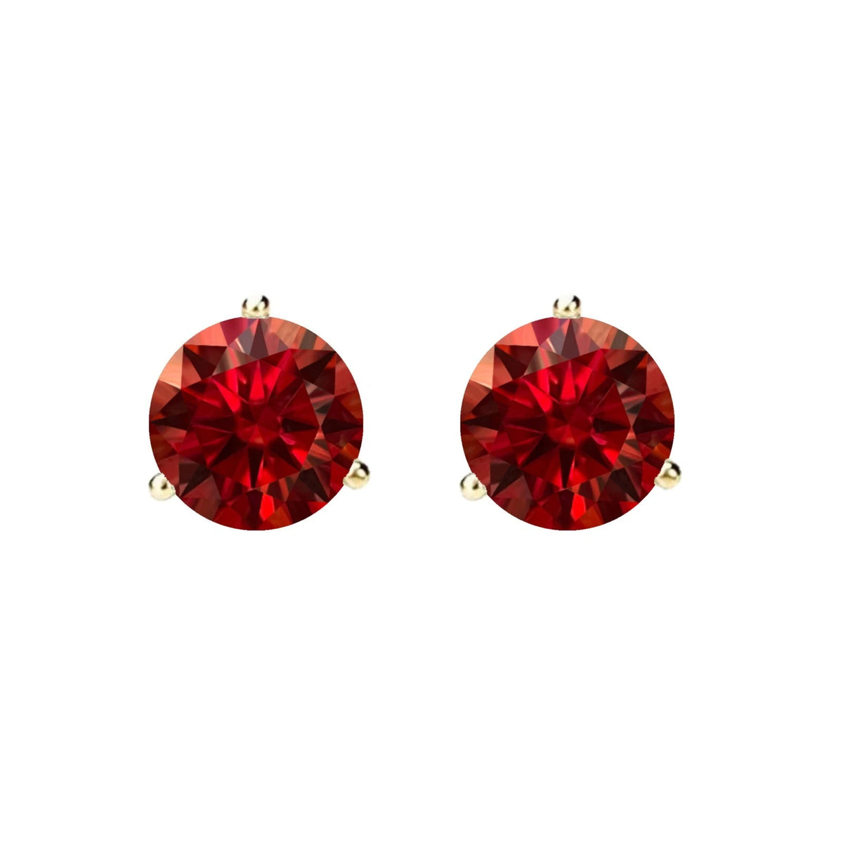 14KGold GRACertifiedD-VVS1 Garnet Moissanite Martini PushBack Stud Earrings