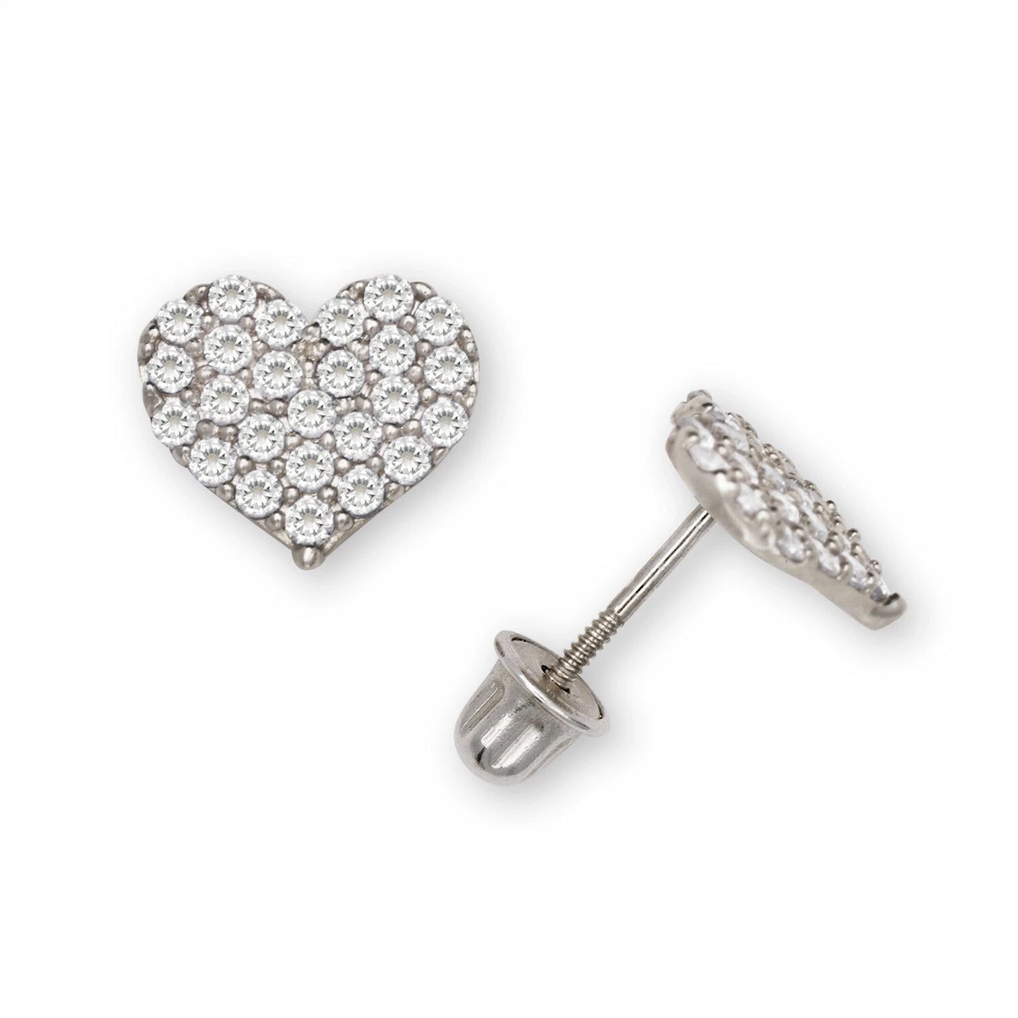 14K Yellow & White Gold Beautiful CZ Heart Shaped Stud Earrings