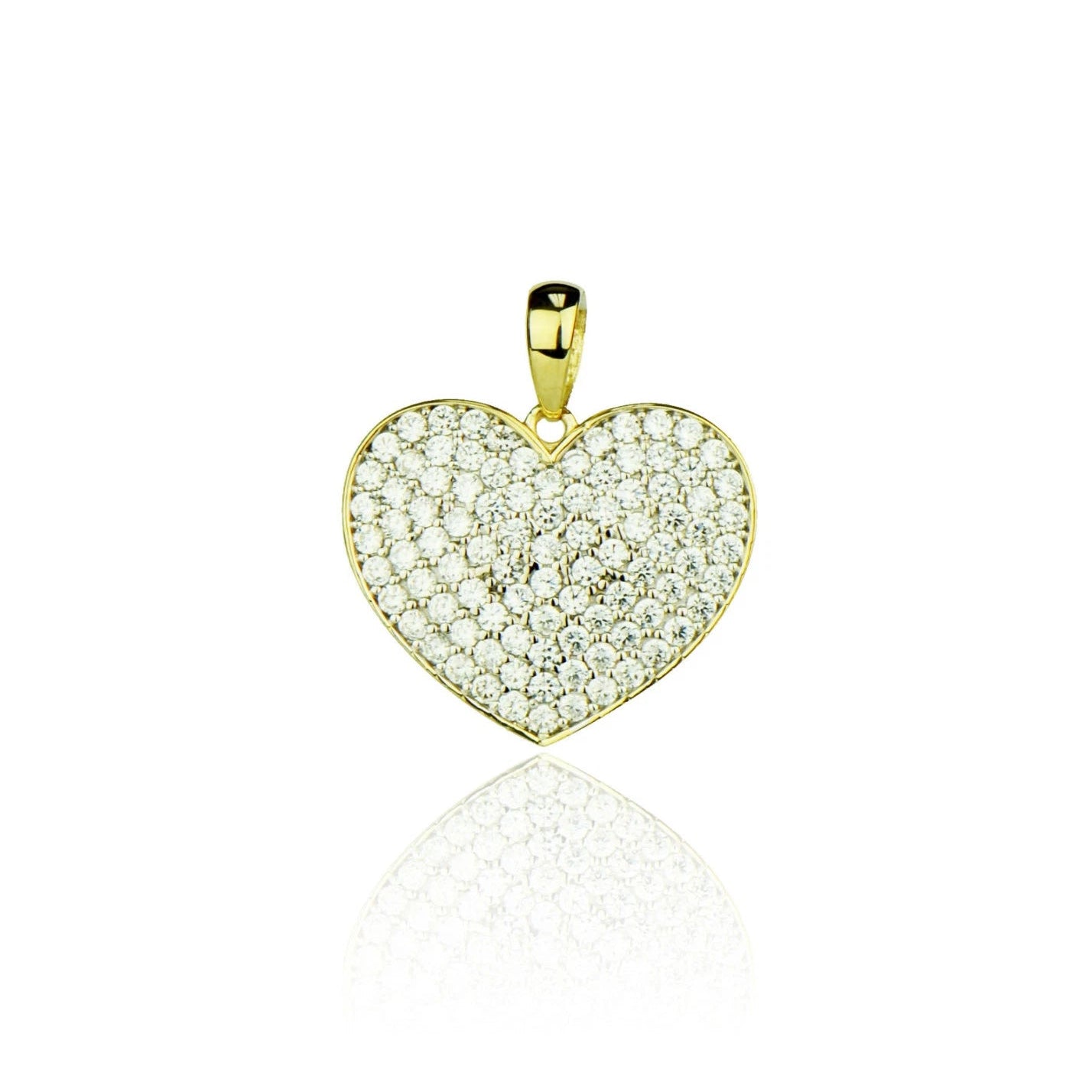 14k Yellow Gold Cz Heart Pendant