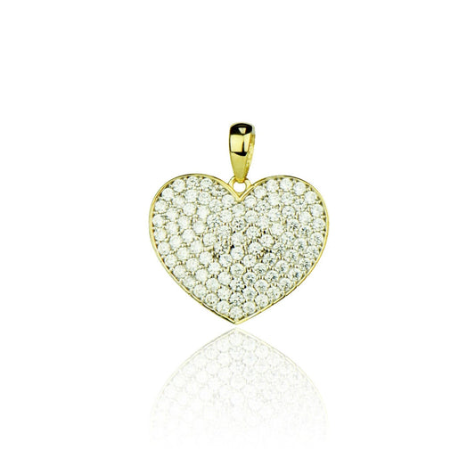 14k Yellow Gold Cz Heart Pendant