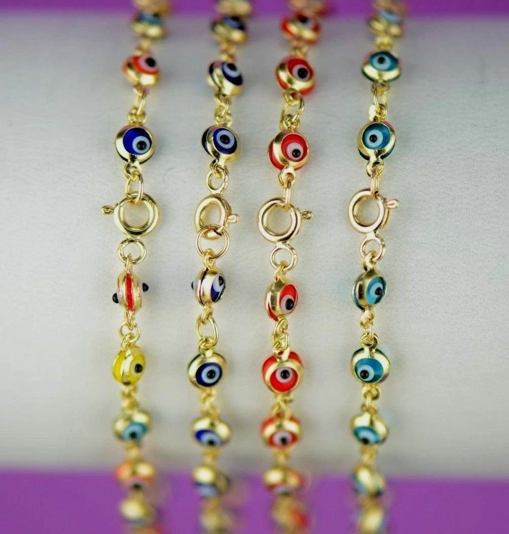 Yellow 14k Gold Evil Eye Bracelet