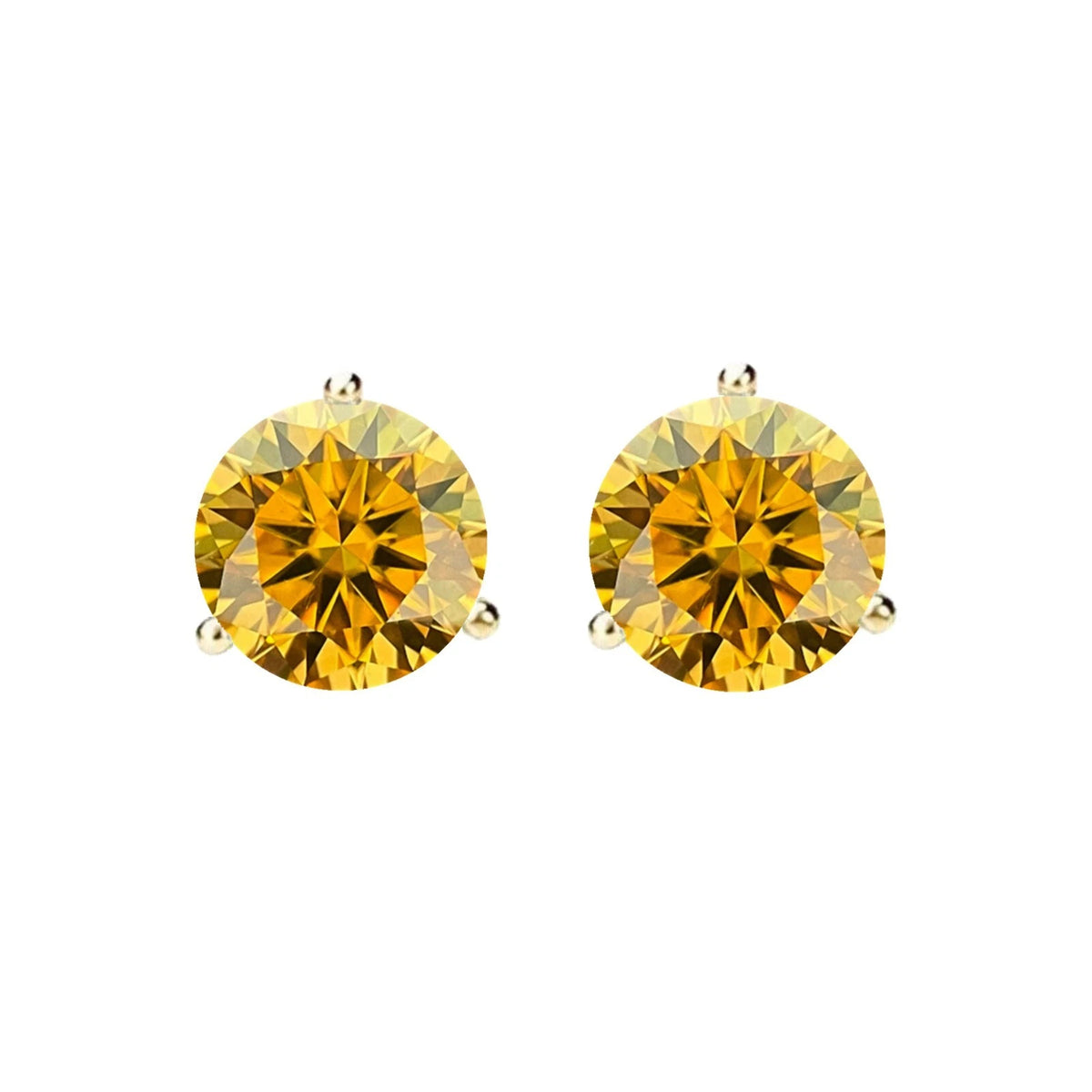 14KGold GRACertifiedD-VVS1 Yellow Moissanite Martini PushBack Stud Earrings