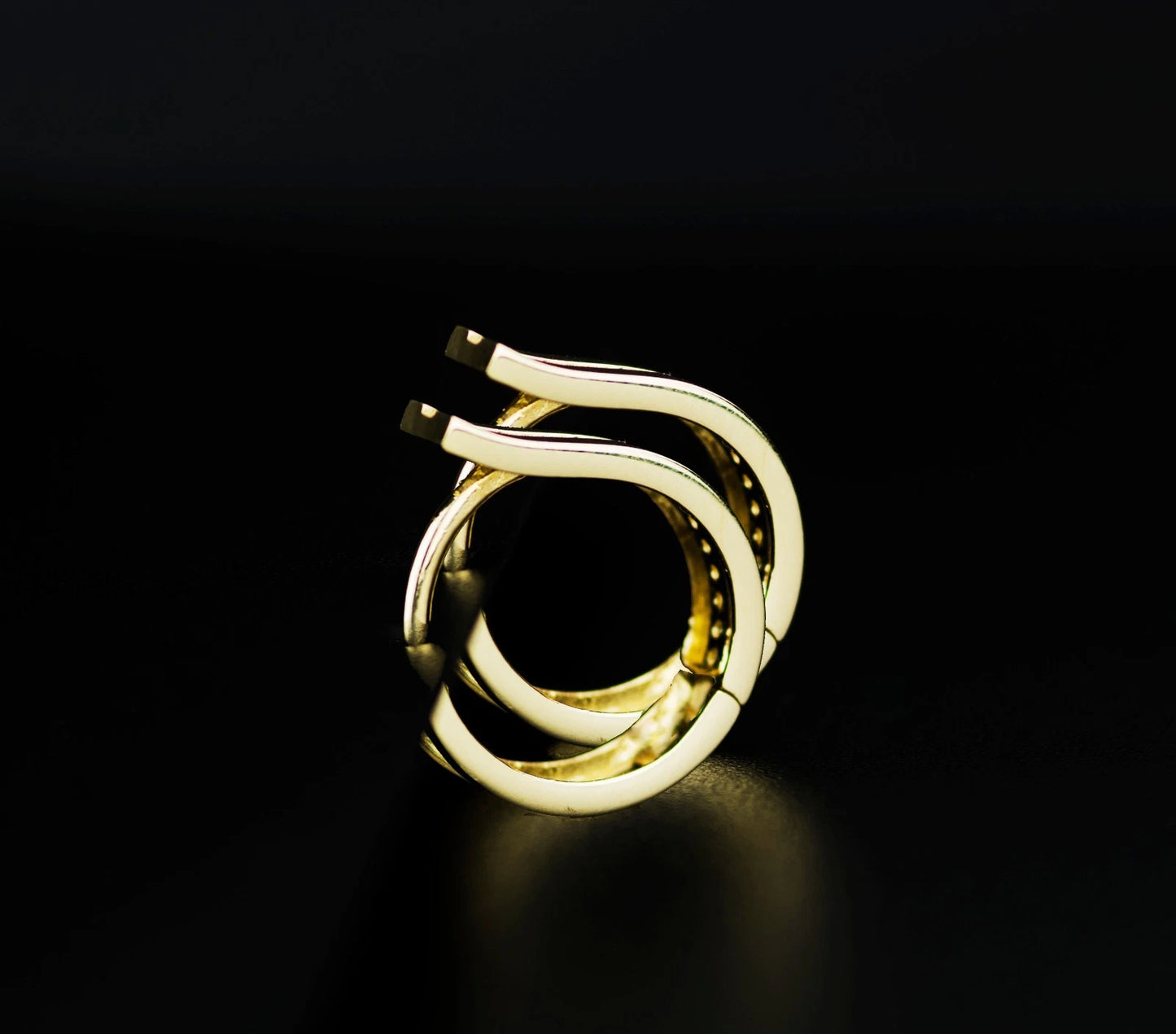 14k Yellow and White Gold One Row Channel Set Huggie Hoop Earrings
